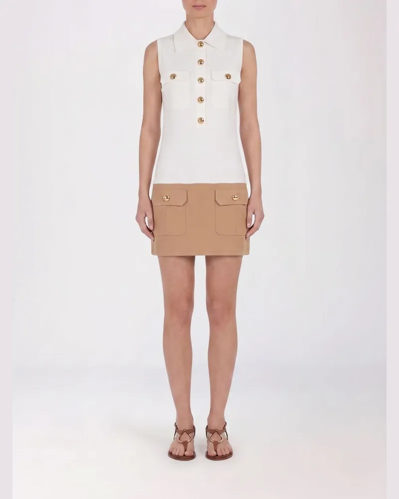 Elisabetta Franchi Mini-Kleid aus Viskosemischgewebe Ivory