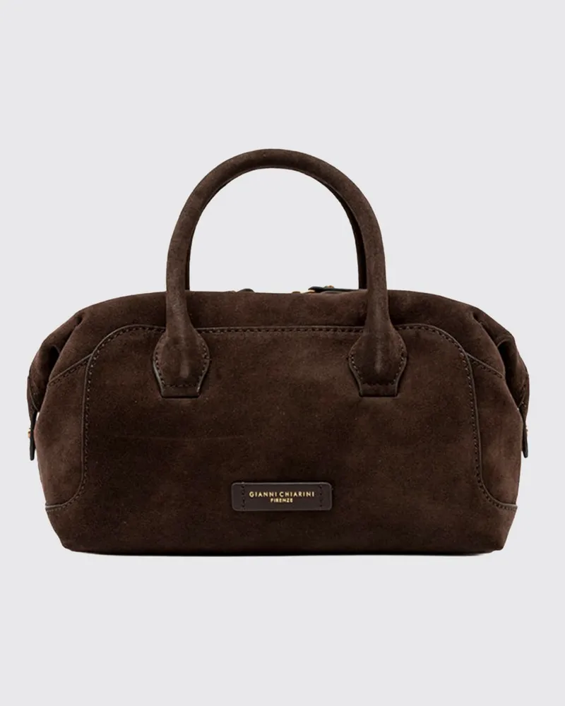 Gianni Chiarini Gemma Handtasche aus Veloursleder mit Doppelreißverschluss Kaffee