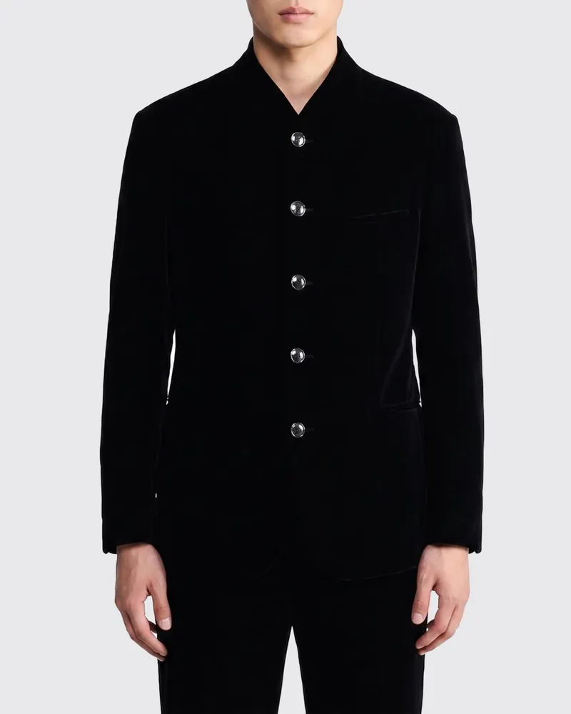 Giorgio Armani Einreihiger Zeremonie-Blazer aus schwarzem Samt von Schwarz