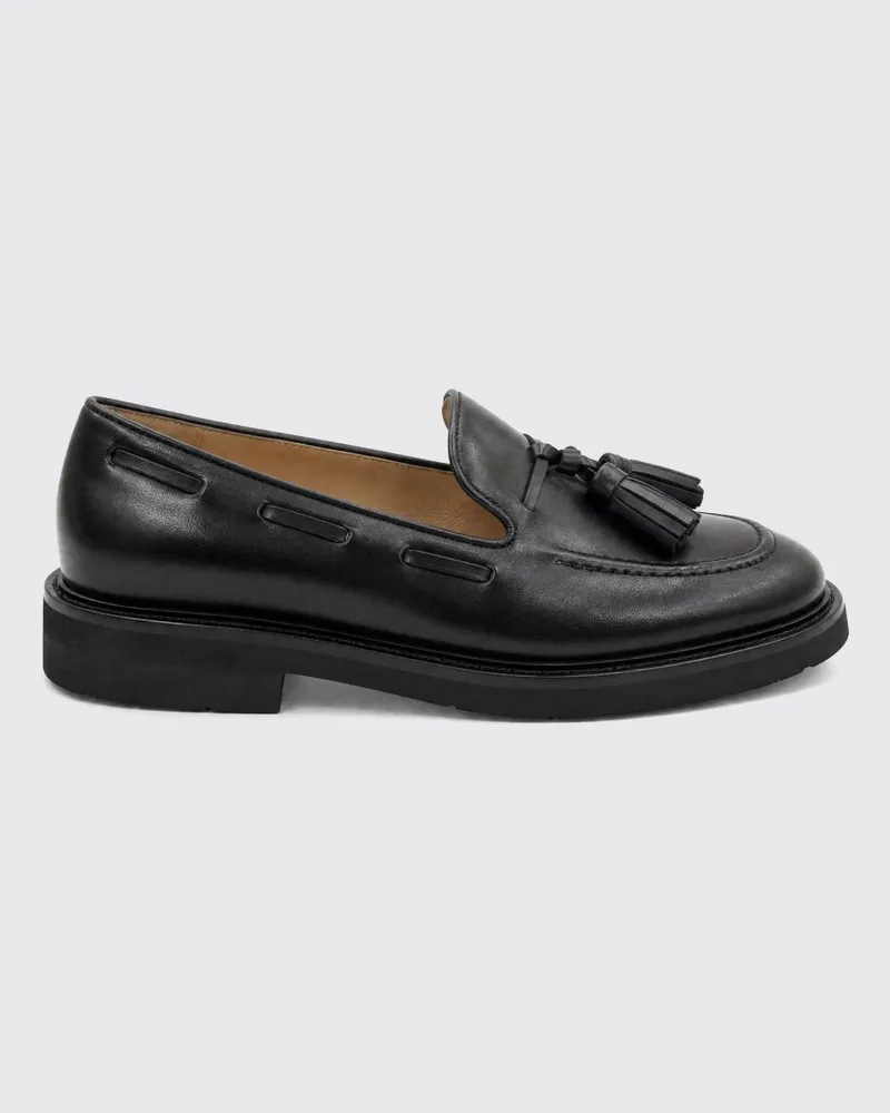 Anna F. Penny-Loafer aus Glattleder mit Quasten und erhabener Naht Schwarz