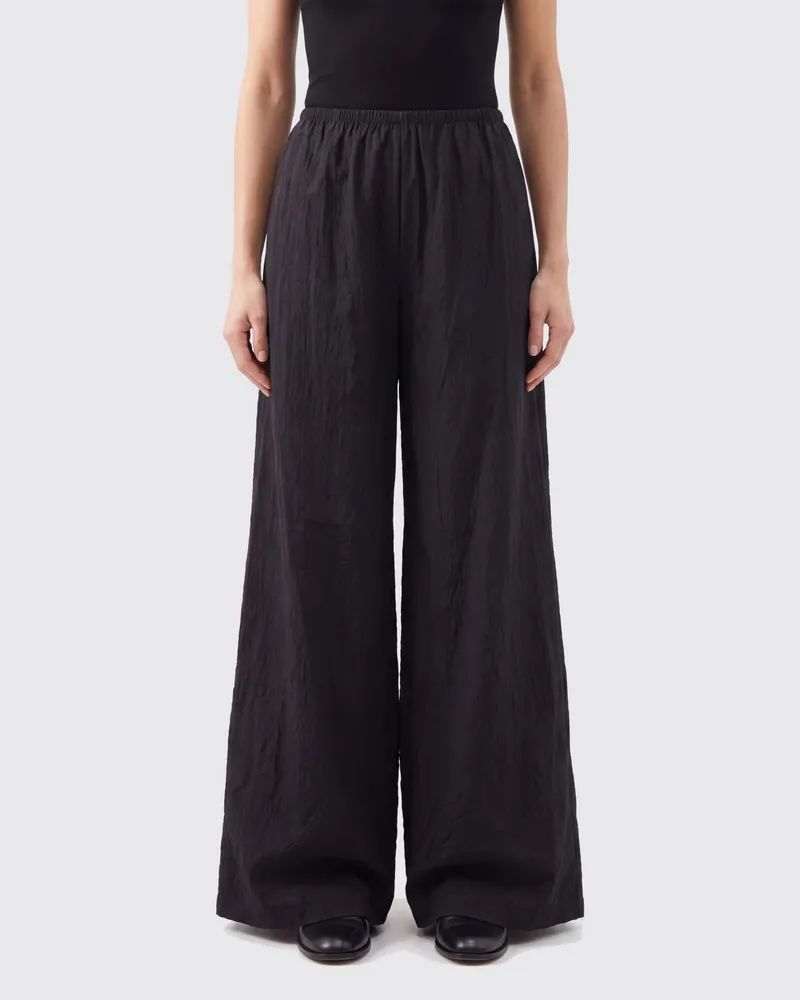 The Row High-Waist Palazzo-Hose aus reiner Seide mit weitem Bein Schwarz