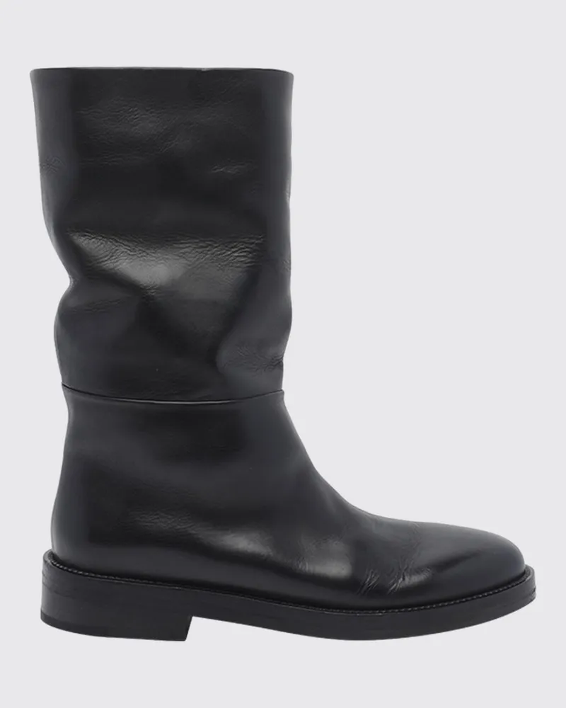 Marsèll Tubetto Biker-Stiefel aus Distressed-Leder mit wadenhohem Schaft Schwarz
