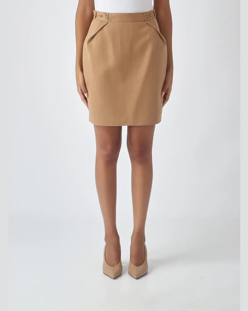 Elisabetta Franchi Mini-Bleistiftrock von aus Schurwolle mit hoher Taille Leder