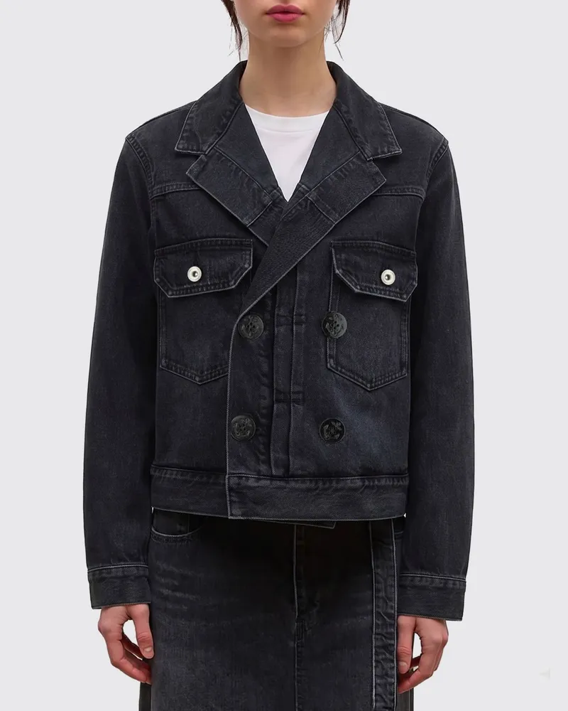Sacai Zweireiher-Jeansjacke Schwarz