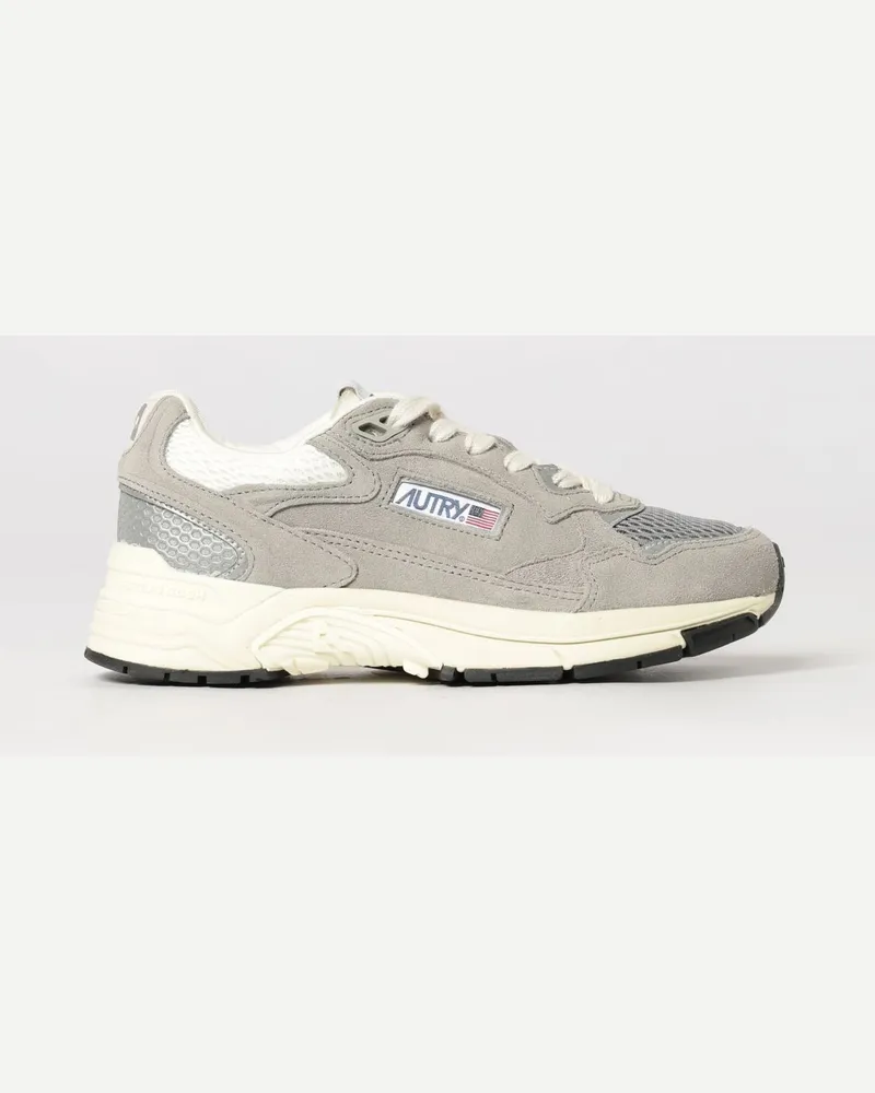 AUTRY Zweifarbige Hyperway Sneaker aus Leder und Mesh mit Cut-Out-Logo Silber