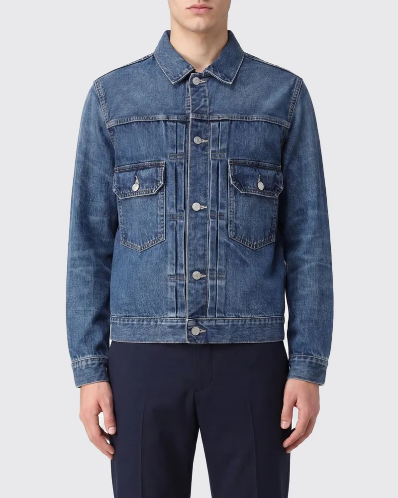 Yohji Yamamoto Jeansjacke aus Baumwolldenim mit aufgesetzten Taschen und Metallknöpfen Indigo