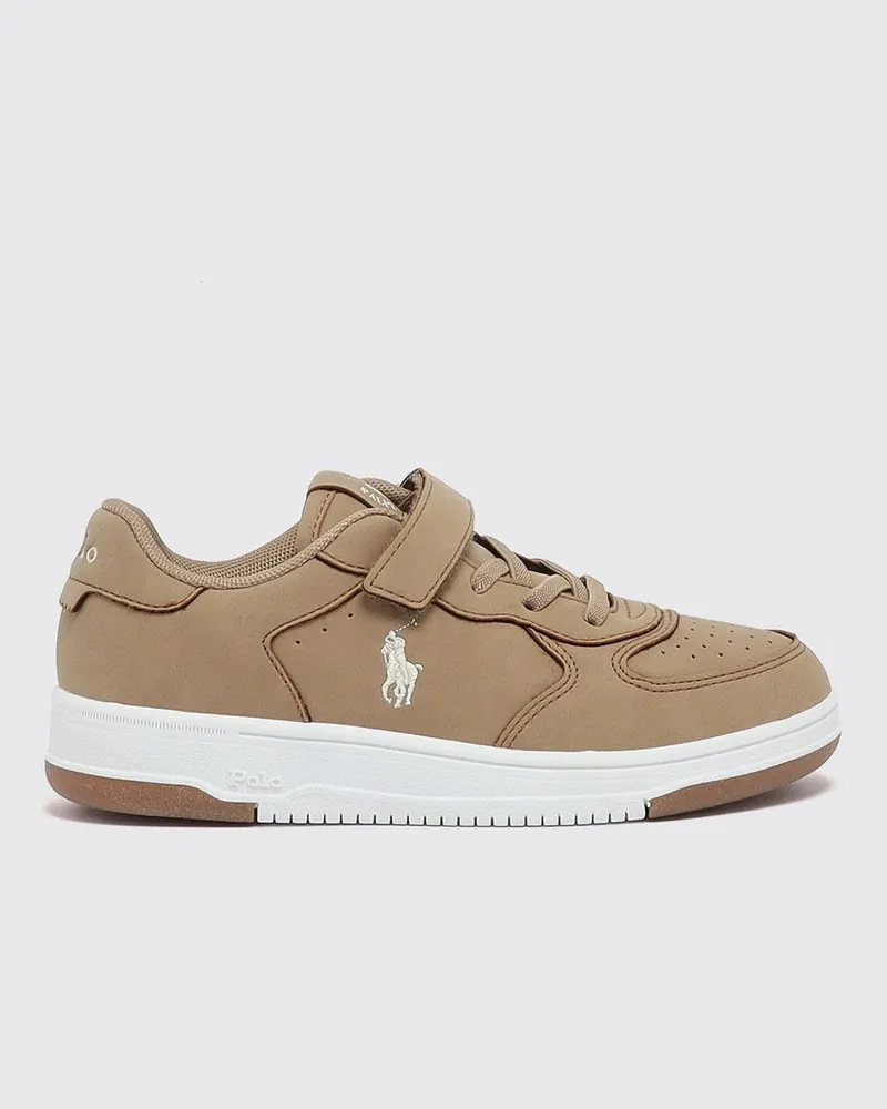Ralph Lauren Slip-On-Sneakers für Jungen mit elastischen Schnürsenkeln Cream