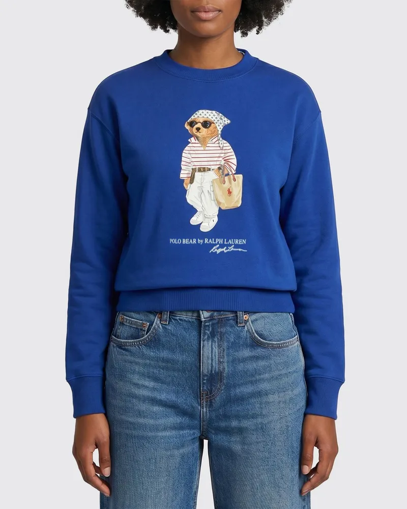 Ralph Lauren Baumwoll-Sweatshirt mit Teddybär-Print Blau