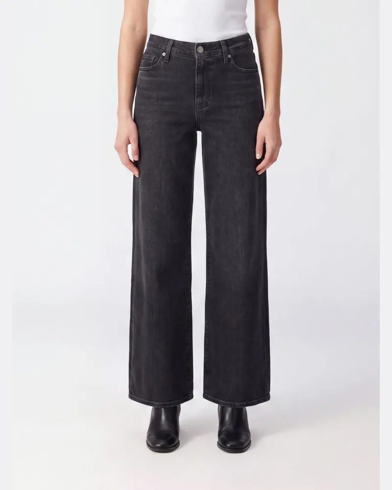 Frame Denim Le Slim Palazzo Jeans aus Denim mit weitem Bein und hoher Taille Schwarz