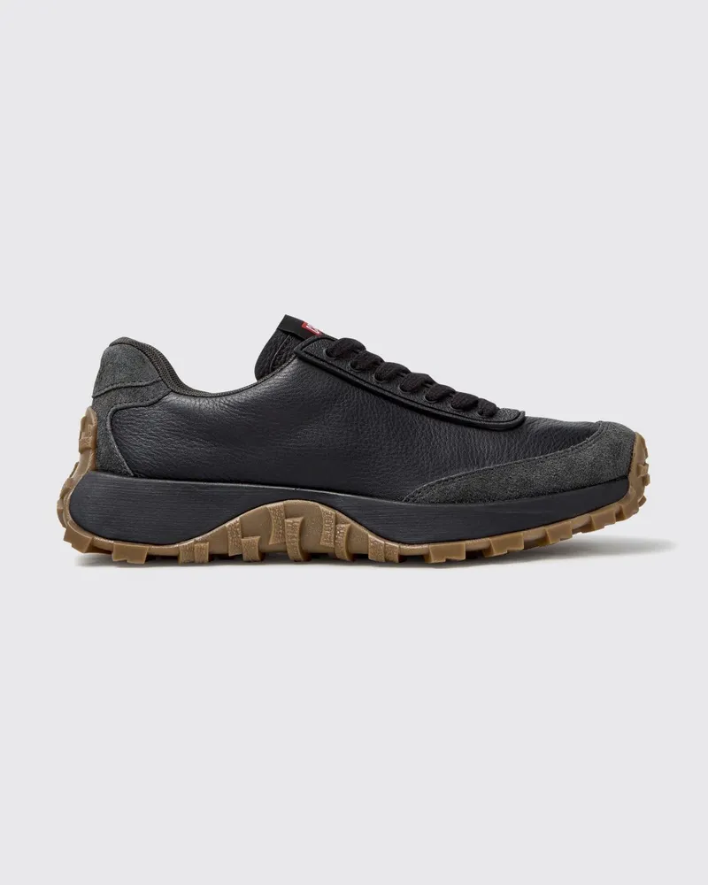 Camper Drift Trail Low-Top-Sneaker von aus genarbtem Leder mit Vibram-Sohle Schwarz