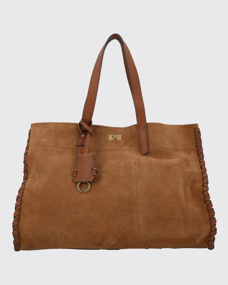 Anya Hindmarch Mortimer Große Tote-Bag aus geflochtenem Wildleder Braun