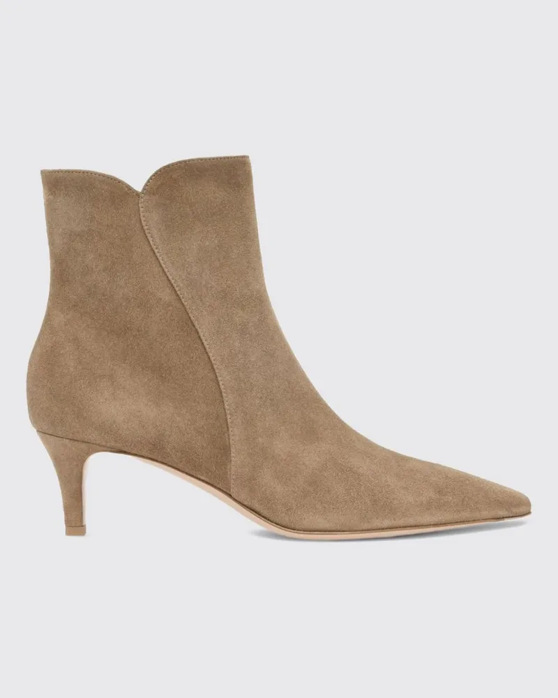 Gianvito Rossi Levy Wildleder-Stiefeletten mit mandelförmiger Spitze und Stiletto-Absatz Camel