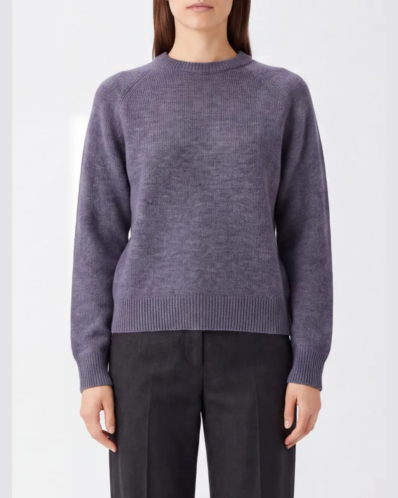FRANKIE Shop Pullover mit Rundhalsausschnitt aus Wollmischung mit Rippbündchen Grau