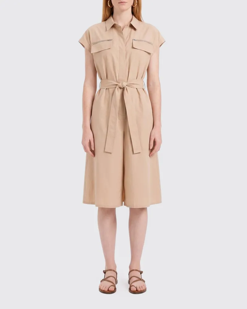 Fabiana Filippi Hemdblusenkleid aus Baumwollpopeline Beige