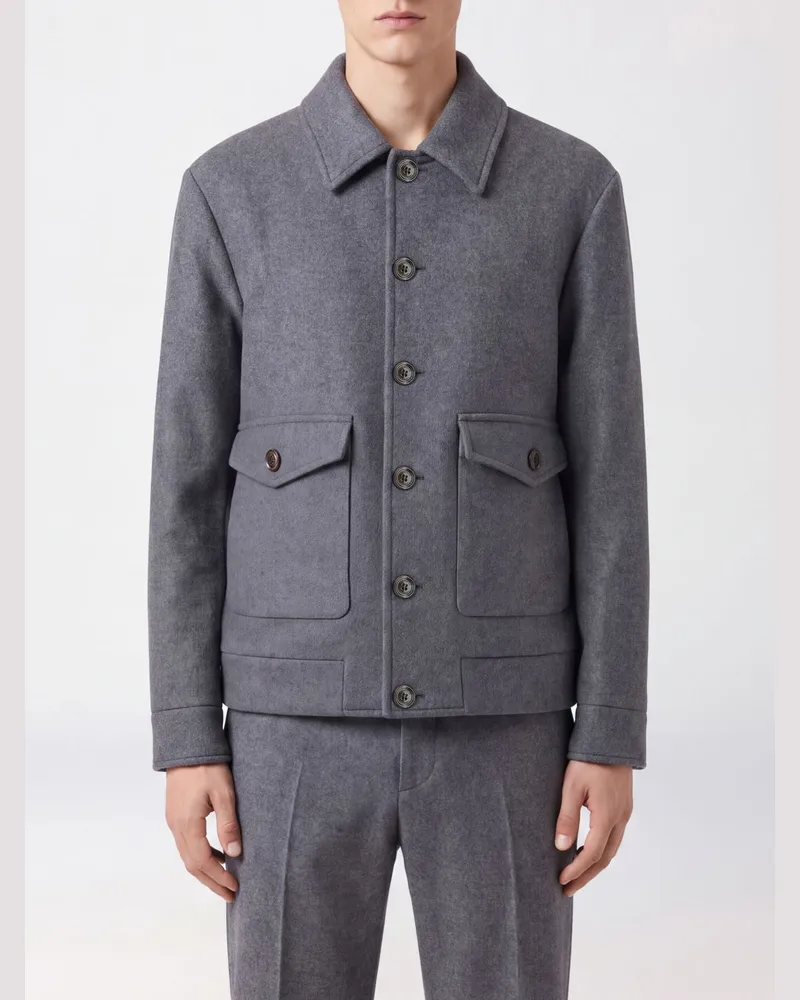 Valentino Garavani Einreihiger Kurzmantel aus Wollmischung mit klassischem Kragen Grau