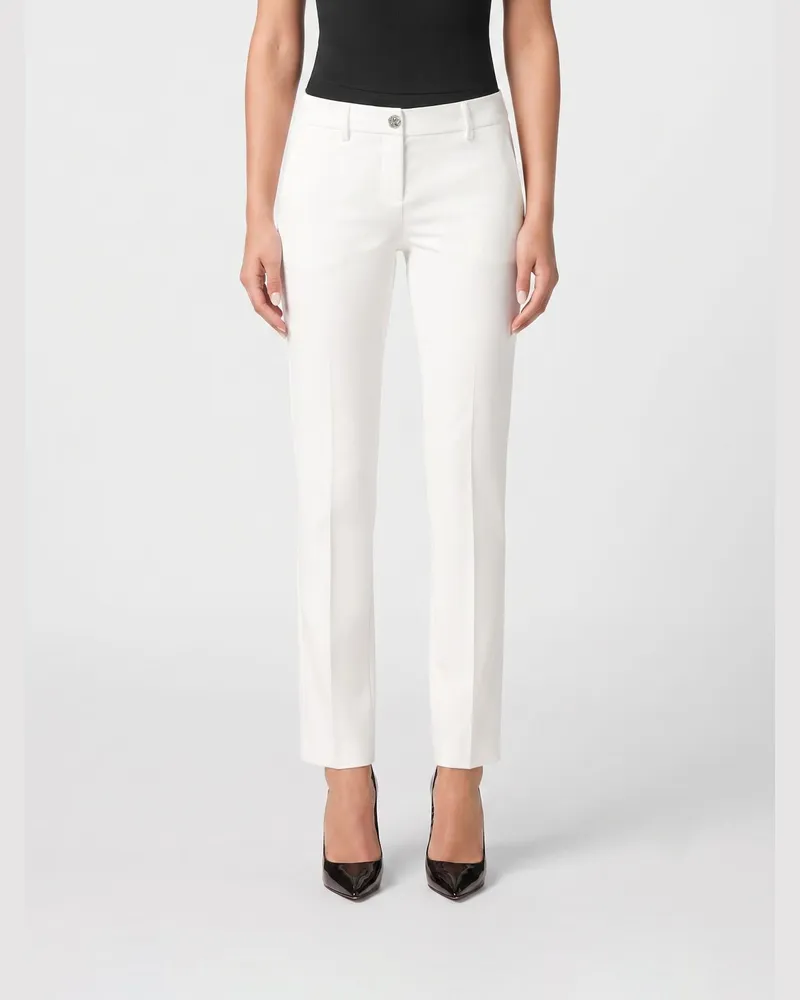 Philipp Plein Tief sitzende Skinny-Hose aus Cady mit schrägen Taschen Weiß