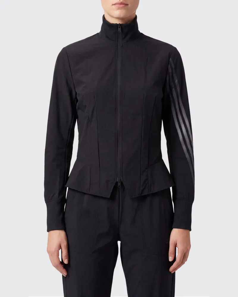 Y-3 Kurze, schmal geschnittene Trainingsjacke aus Funktionsstoff mit Rollkragen Schwarz