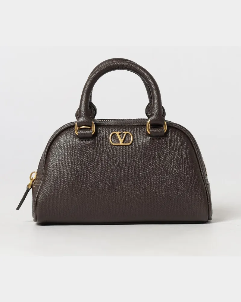 Valentino Garavani VLogo Signature Mini-Henkeltasche aus genarbtem Leder Braun