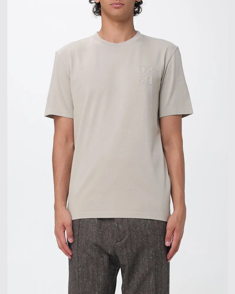 Dsquared2 Baumwoll-T-Shirt mit gepolsterten Schultern und Rundhalsausschnitt Beige
