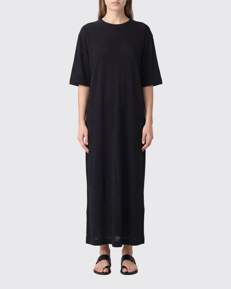Totême T-Shirt-Kleid aus Schurwolle Schwarz