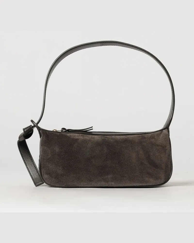 Bottega Veneta Kleine Nodo Schultertasche aus Intrecciato-Veloursleder Kaffee