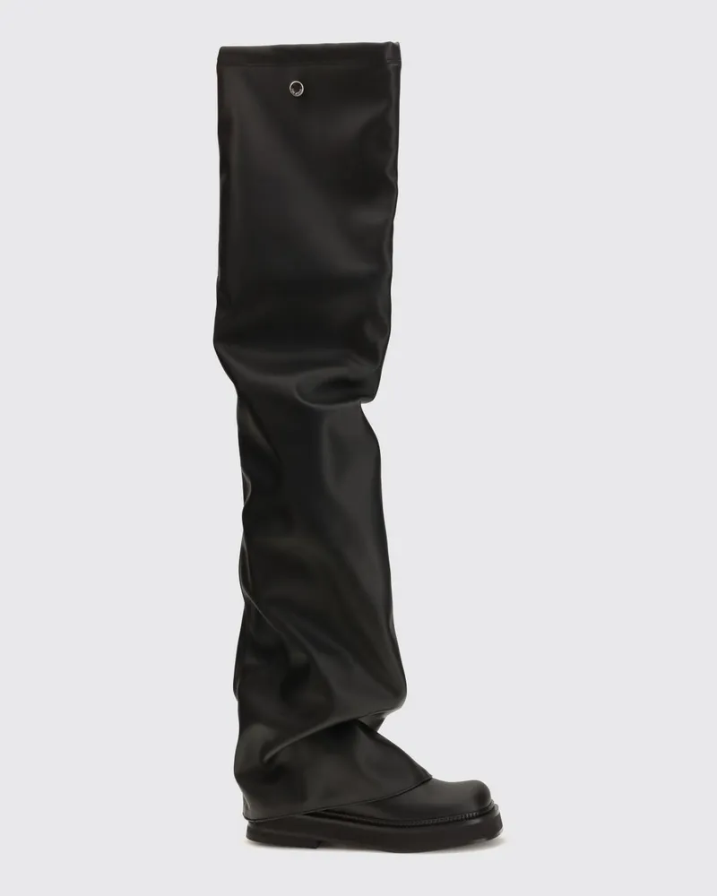ATTICO Overknee-Stiefel Robin aus Kunstleder mit niedrigem Absatz Schwarz