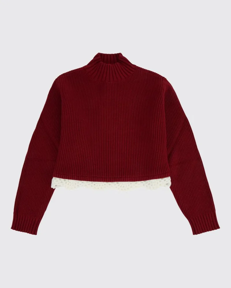 Twin-Set Gerippter Baumwoll-Rollkragenpullover von für Jungen Rot