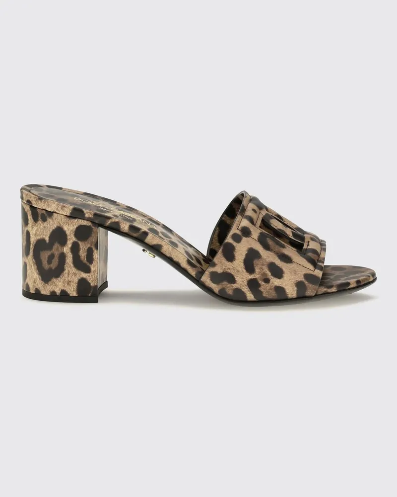 Dolce & Gabbana DOLCE  GABBANA Dolce & Gabbana Mules aus Leder mit Animal-Print und DG-Logo Savannah