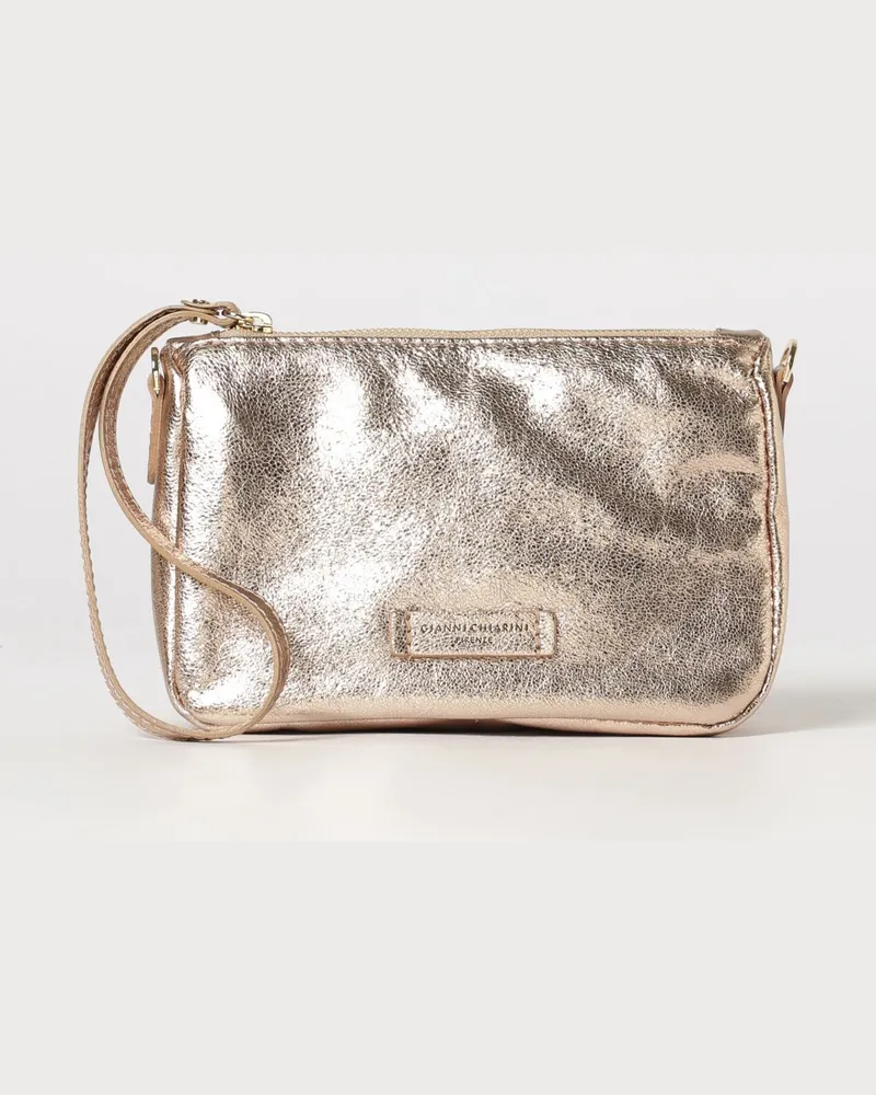Gianni Chiarini Nora Mini-Handtasche aus laminiertem Leder mit Umhängeriemen Gold