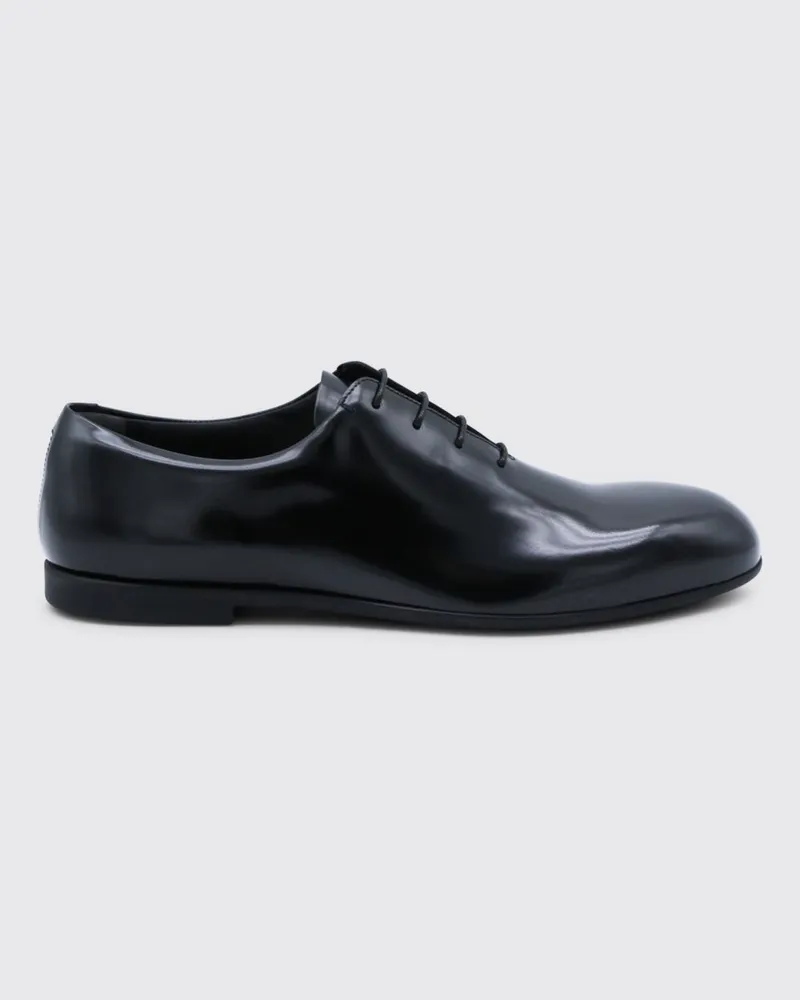 Jil Sander Derby-Schuhe aus gebürstetem Leder Schwarz