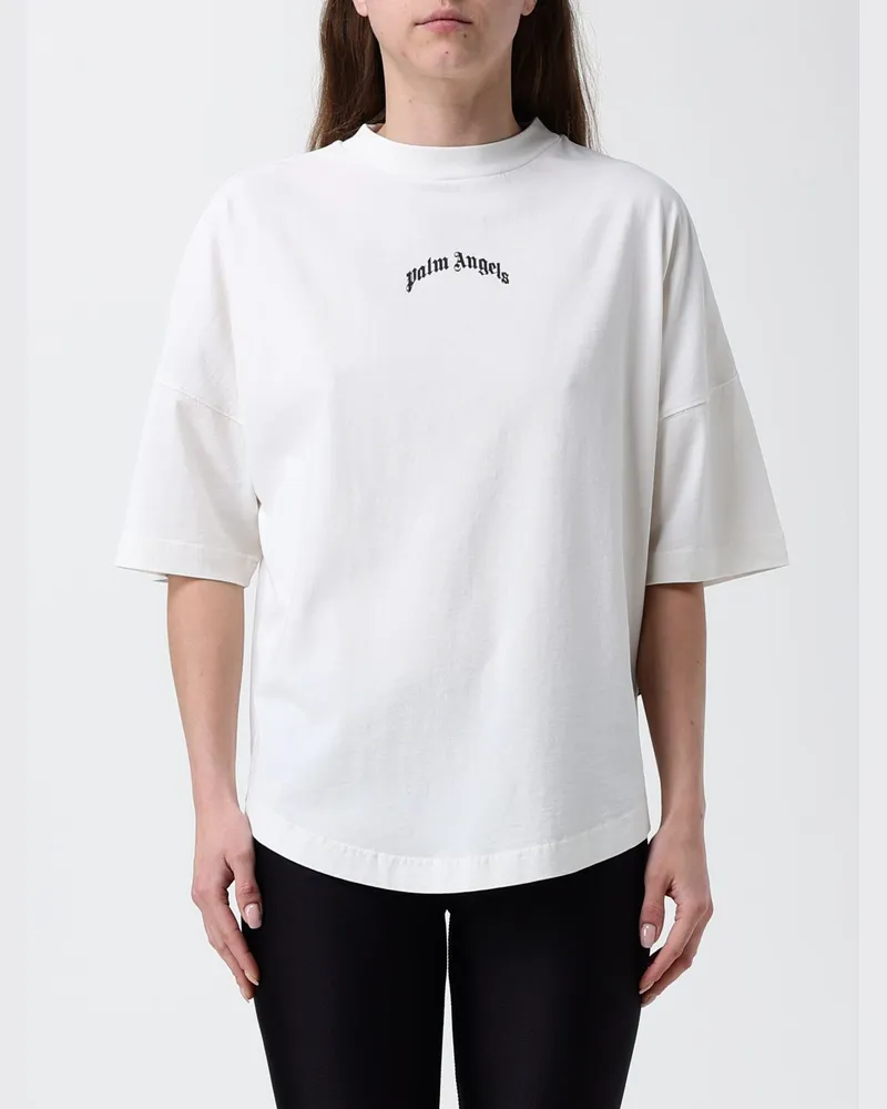 Palm Angels Baumwoll-T-Shirt mit Logo Weiß