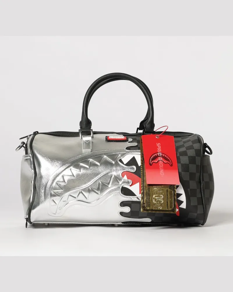 Sprayground Reisetasche aus karierter Saffiano-beschichteter Baumwolle mit Logo Schwarz