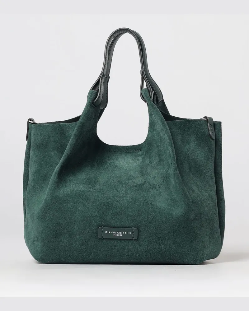 Gianni Chiarini Dua Handtasche aus Velourskalbsleder mit doppeltem Henkel Grün