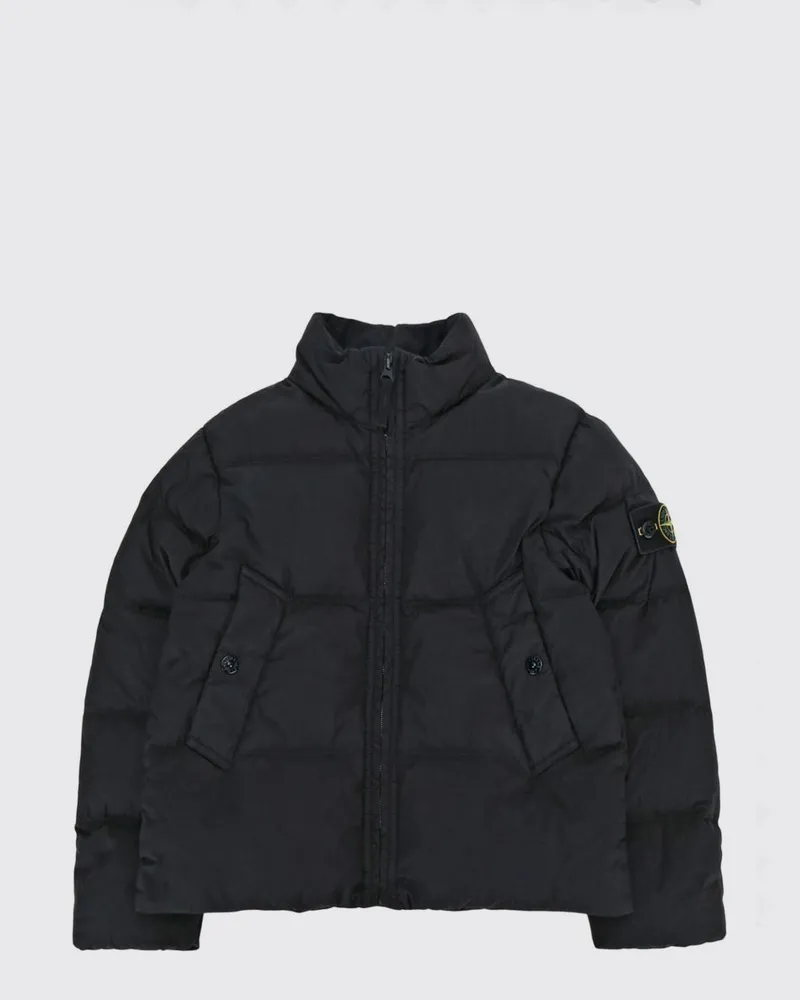 Stone Island Wasserabweisende Daunenjacke für Jungen aus recyceltem Polyester Schwarz