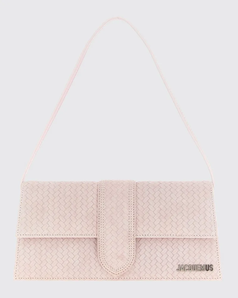 Jacquemus Le Bambino Long Tasche aus geflochtenem Wildleder Pink