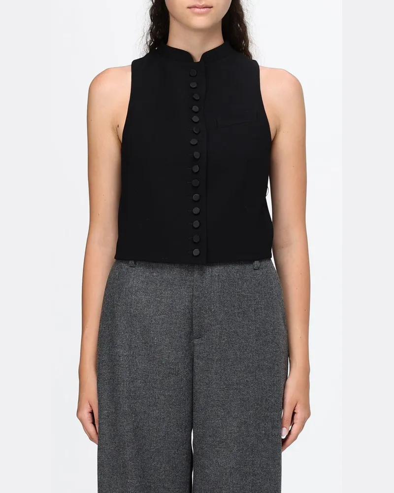 Tom Ford Slim-Fit-Top aus Wolle mit Stehkragen und schulterfreiem Design Schwarz