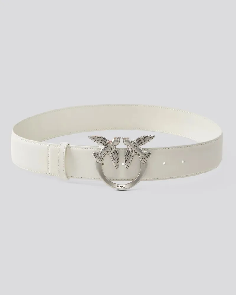 Pinko Love Birds Ledergürtel Weiss
