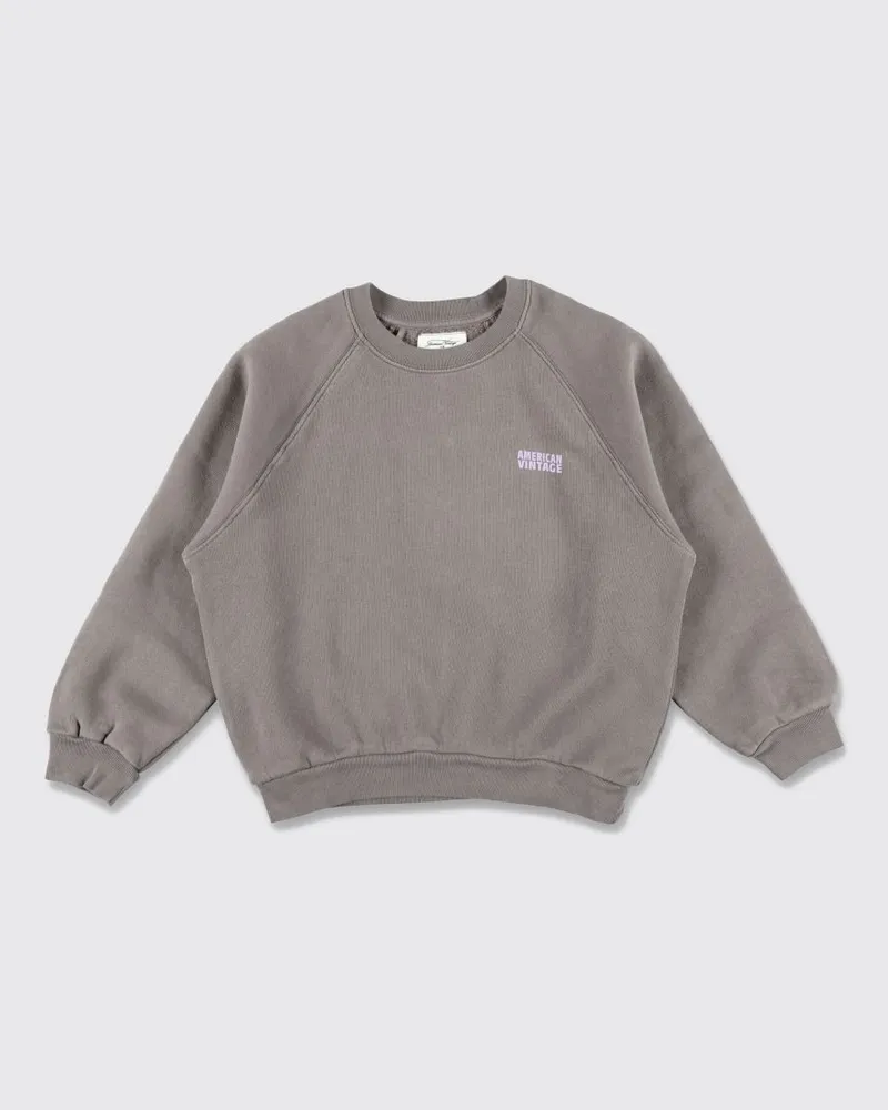 American Vintage Baumwoll-Sweatshirt mit Rundhalsausschnitt und Kontrastlogo für Jungen Grau