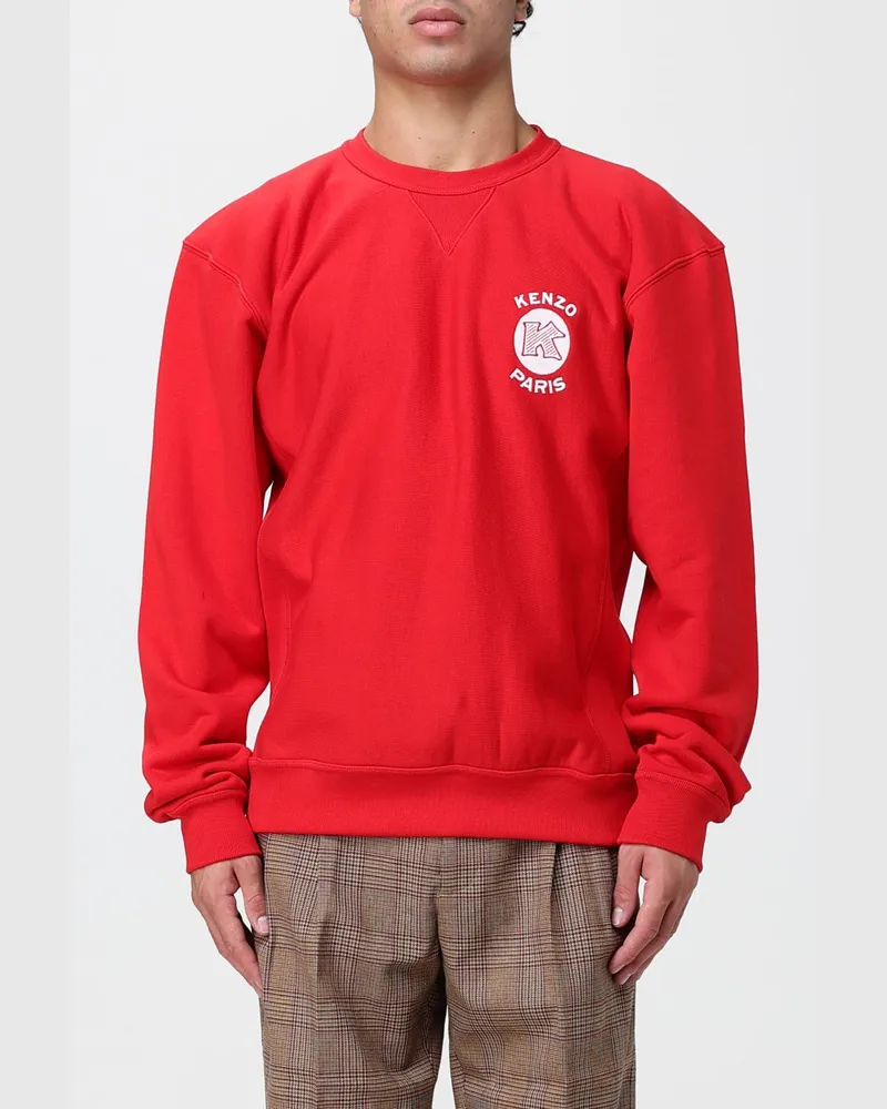 Kenzo Locker geschnittenes Baumwoll-Sweatshirt mit kontrastierendem Rückenlogo Rot