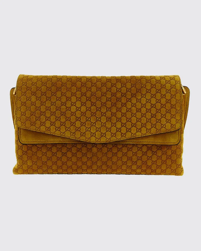 Gucci Wildledertasche mit durchgehendem GG-Monogramm Gelb