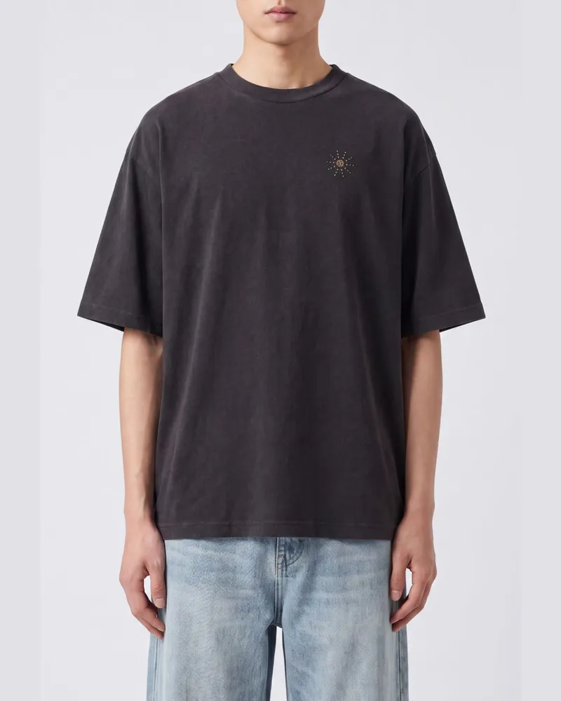 HTC Hollywood Trading Company Oversized T-Shirt aus Baumwolle mit besticktem Logo und Strass Schwarz