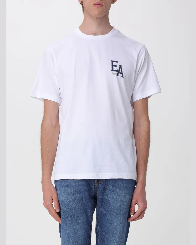 Emporio Armani Eagle Club Rundhals-T-Shirt mit Logo Weiß