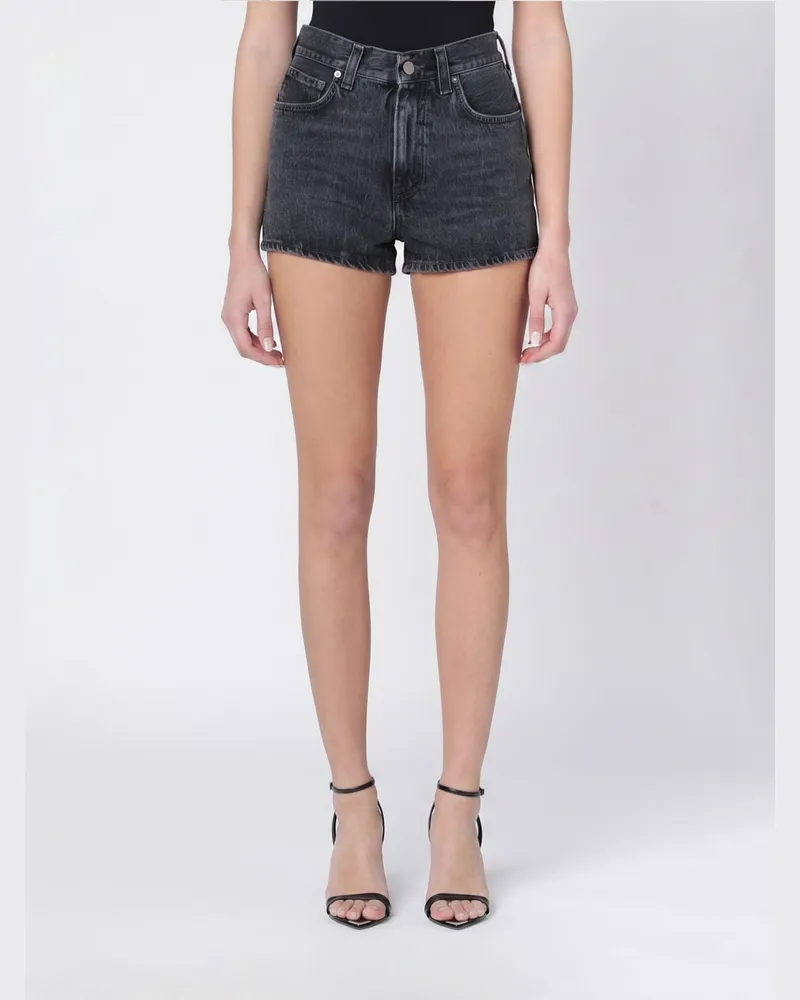 Haikure High-Waist Baumwolldenim-Shorts im Five-Pocket-Design Schwarz