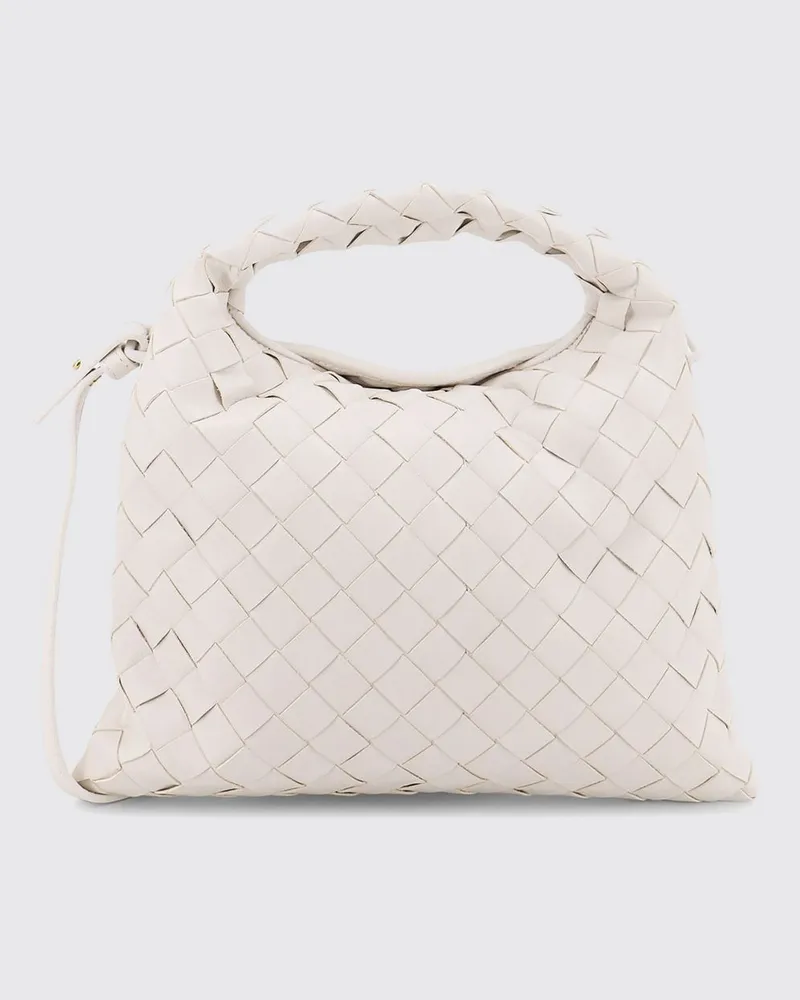 Bottega Veneta Kleine Handtasche Hop aus geflochtenem Kalbsleder Weiß