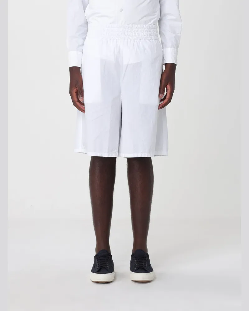 ASPESI Knielange Chino-Shorts aus Baumwollpopeline mit hohem Gummibund Weiß