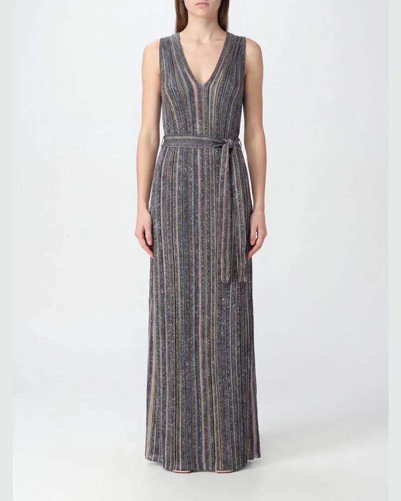 Missoni Langes Abendkleid aus Lurex mit bunten Streifen und Pailletten Bunt