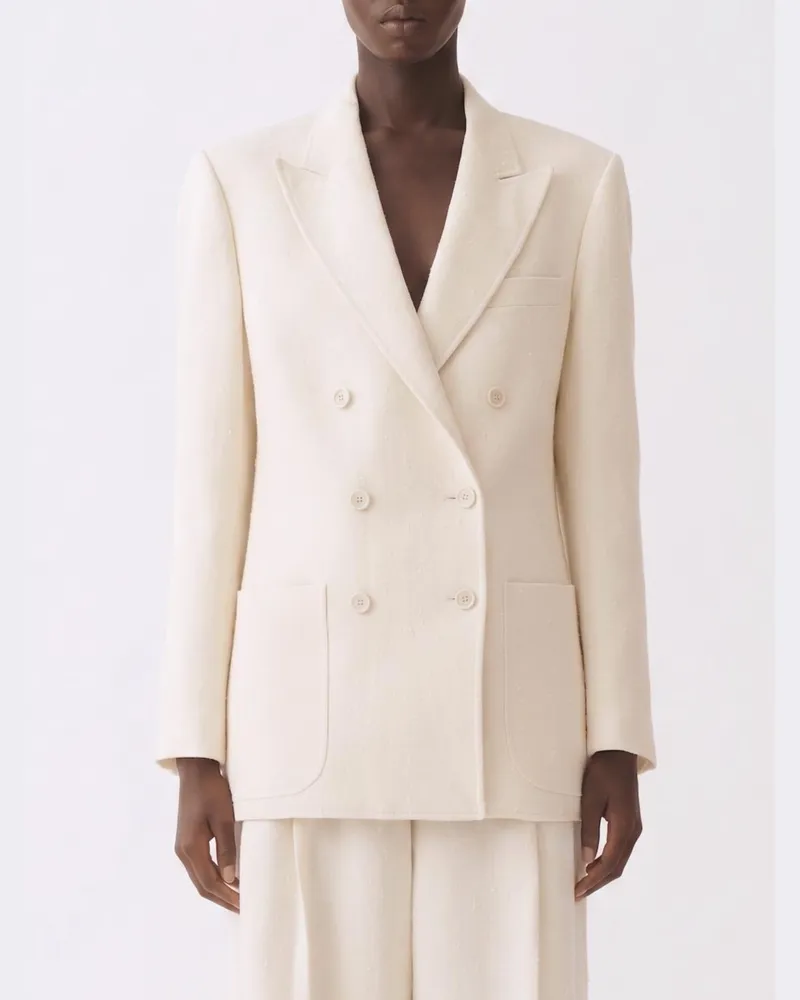 Fabiana Filippi Zweireihiger Blazer aus Schurwollmischung Butter