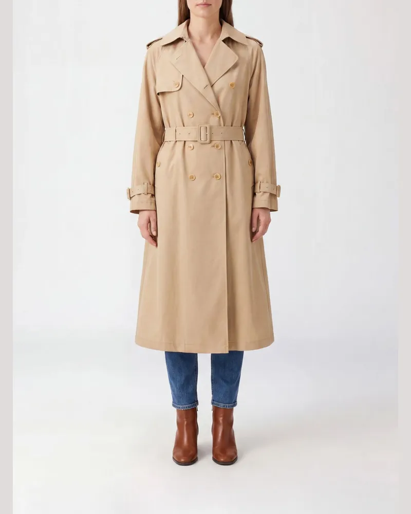 Ermanno Scervino Langer zweireihiger Trenchcoat mit verstellbarem Taillengürtel Beige