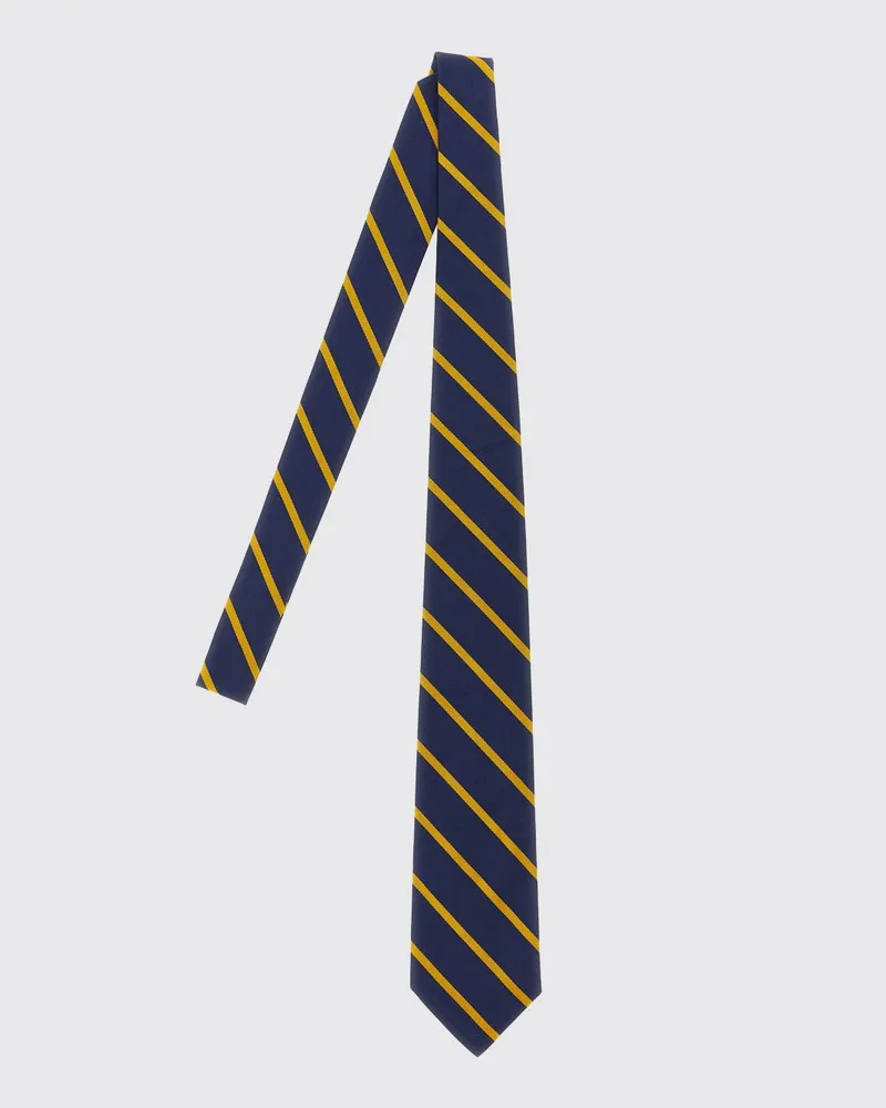 Ralph Lauren Gestreifte College-Krawatte aus Maulbeerseide mit appliziertem Logo Blau