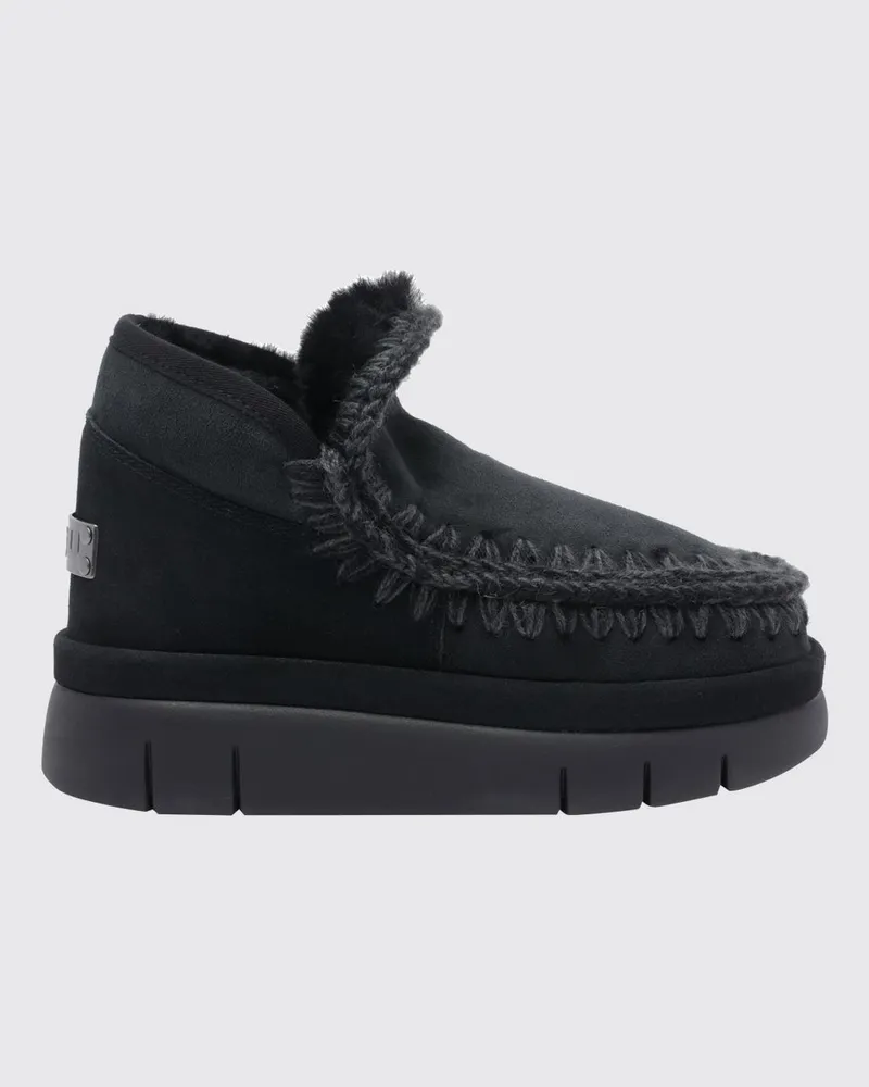 Mou Zweifarbige Bounce Ankle Boots von aus Veloursleder mit Wollfutter Schwarz